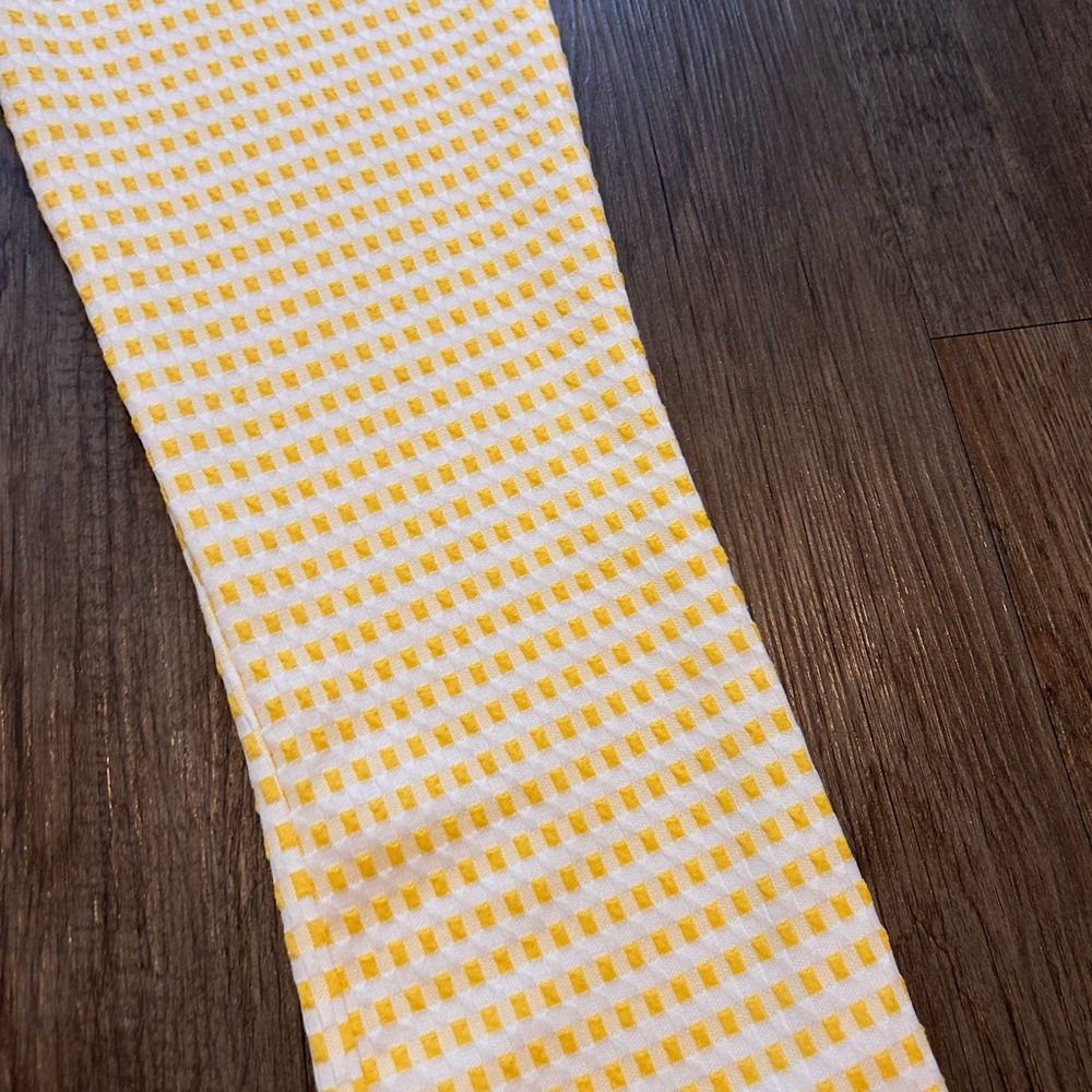 Urban Outfitters Yellow White Textured Checkered Flare Retro Pants - Picture 4 of 5